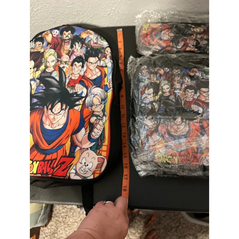 Dragon Ball Z 3pc Backpack Set Goku Vegeta Lunch Bag Pencil Case Black NWOT